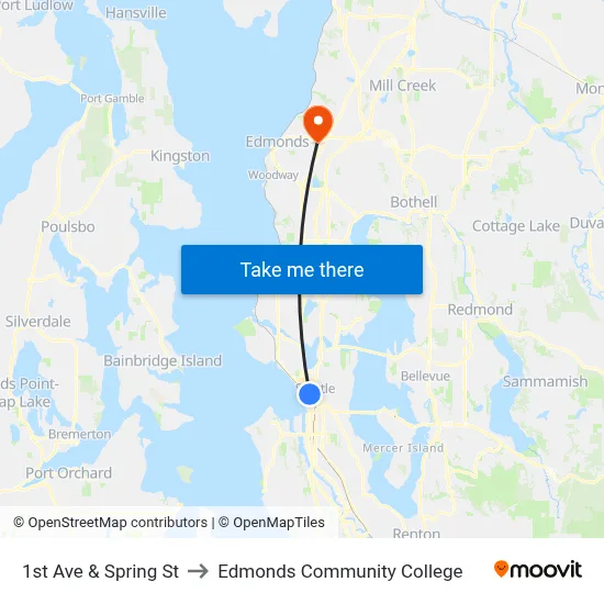 1st Ave & Spring St to Edmonds Community College map