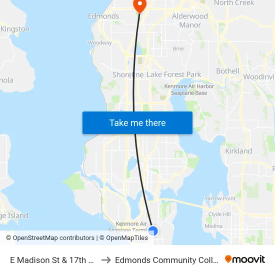 E Madison St & 17th Ave to Edmonds Community College map