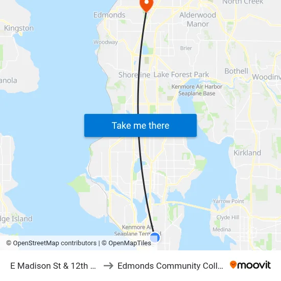 E Madison St & 12th Ave to Edmonds Community College map