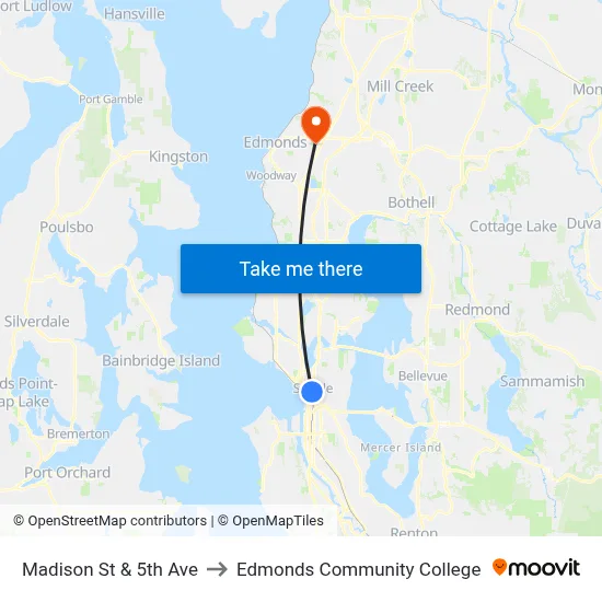 Madison St & 5th Ave to Edmonds Community College map