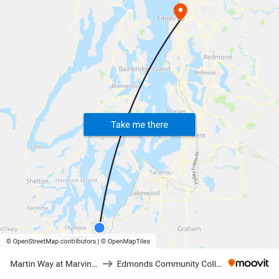 Martin Way at Marvin Rd to Edmonds Community College map