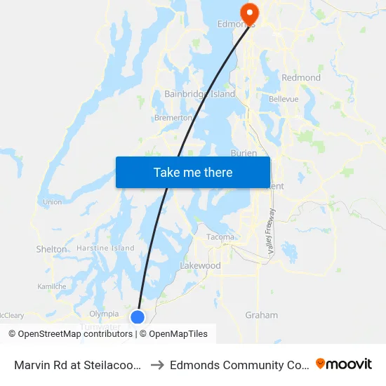 Marvin Rd at Steilacoom Rd to Edmonds Community College map