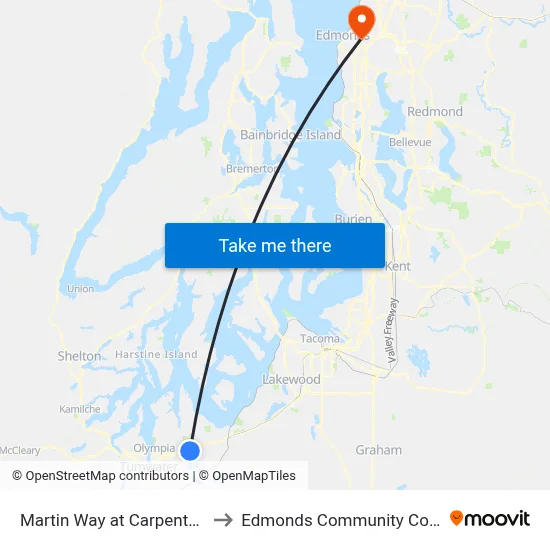 Martin Way at Carpenter Rd to Edmonds Community College map