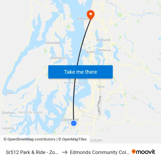 Sr512 Park & Ride -  Zone G to Edmonds Community College map