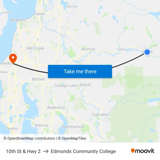 10th St & Hwy 2 to Edmonds Community College map