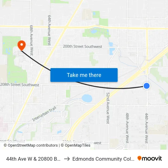 44th Ave W & 20800 Block to Edmonds Community College map