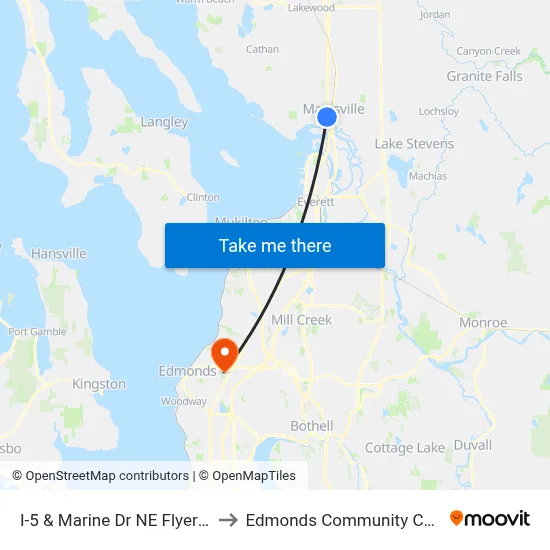 I-5 & Marine Dr NE Flyer Stop to Edmonds Community College map