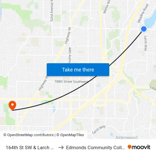 164th St SW & Larch Way to Edmonds Community College map