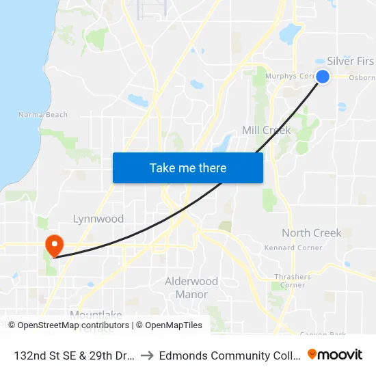 132nd St SE & 29th Dr SE to Edmonds Community College map