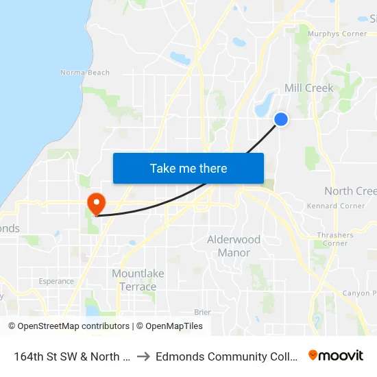 164th St SW & North Rd to Edmonds Community College map
