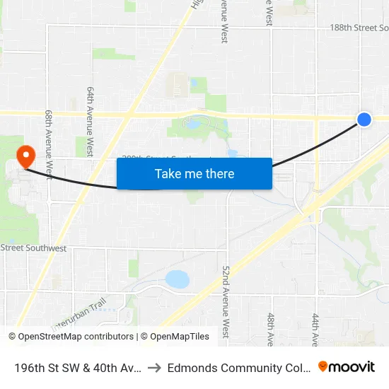 196th St SW & 40th Ave W to Edmonds Community College map