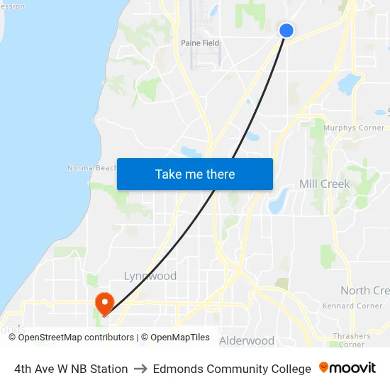 4th Ave W NB Station to Edmonds Community College map