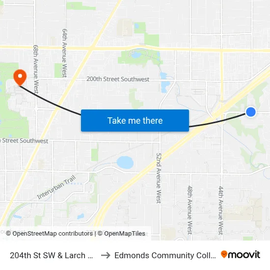 204th St SW & Larch Way to Edmonds Community College map