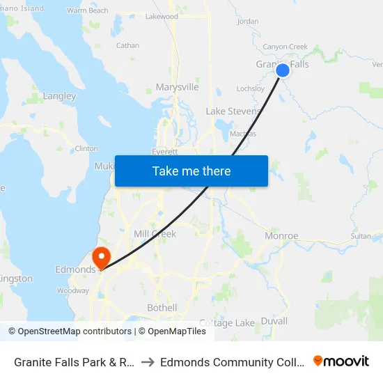 Granite Falls Park & Ride to Edmonds Community College map