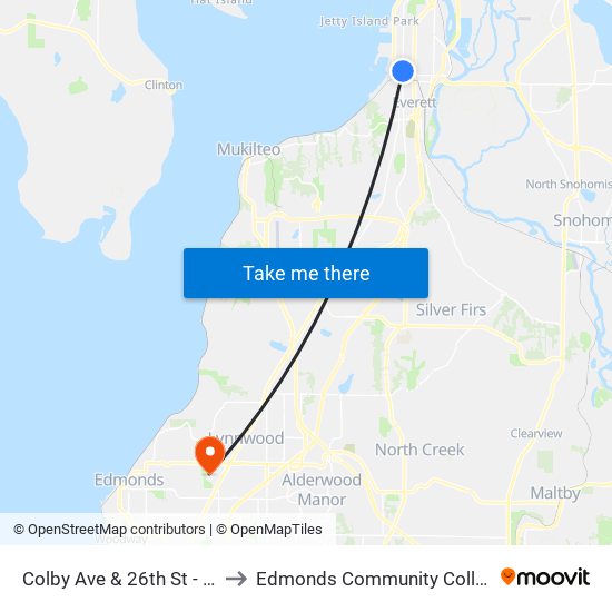 Colby Ave & 26th St - NB to Edmonds Community College map