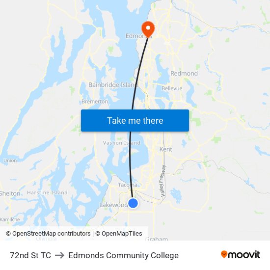 72nd St TC to Edmonds Community College map