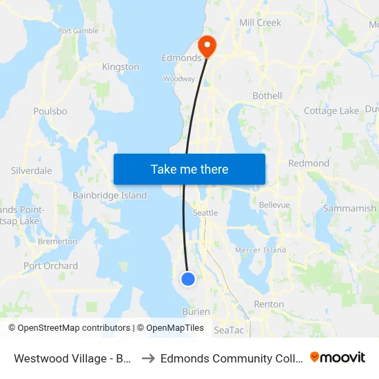 Westwood Village - Bay 4 to Edmonds Community College map