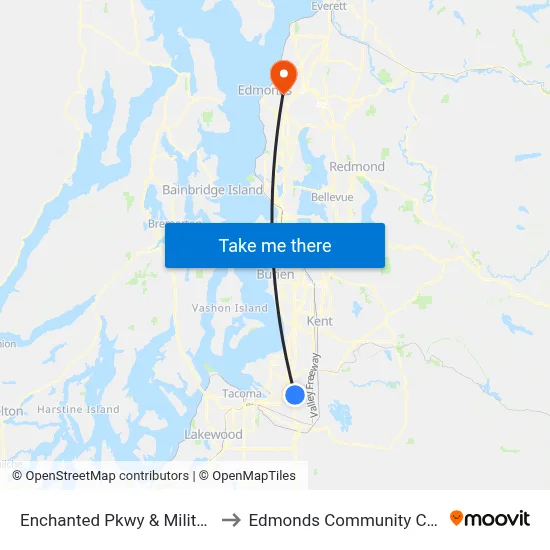Enchanted Pkwy & Military Rd to Edmonds Community College map