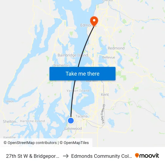 27th St W & Bridgeport Wy to Edmonds Community College map