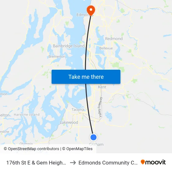 176th St E & Gem Heights Dr E to Edmonds Community College map