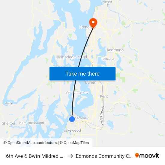 6th Ave & Bwtn Mildred & Pearl to Edmonds Community College map