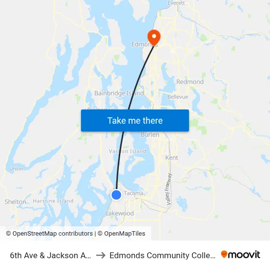 6th Ave & Jackson Ave to Edmonds Community College map