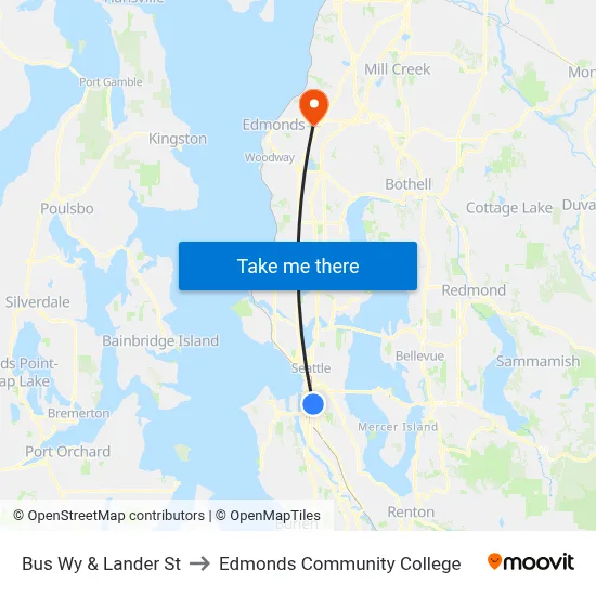 Bus Wy & Lander St to Edmonds Community College map