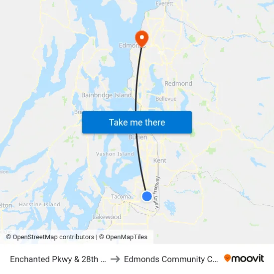 Enchanted Pkwy & 28th Ave S to Edmonds Community College map