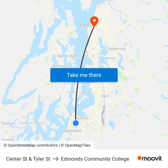 Center St & Tyler St to Edmonds Community College map