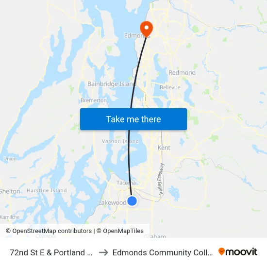 72nd St E & Portland Ave to Edmonds Community College map