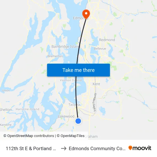 112th St E & Portland Ave E to Edmonds Community College map