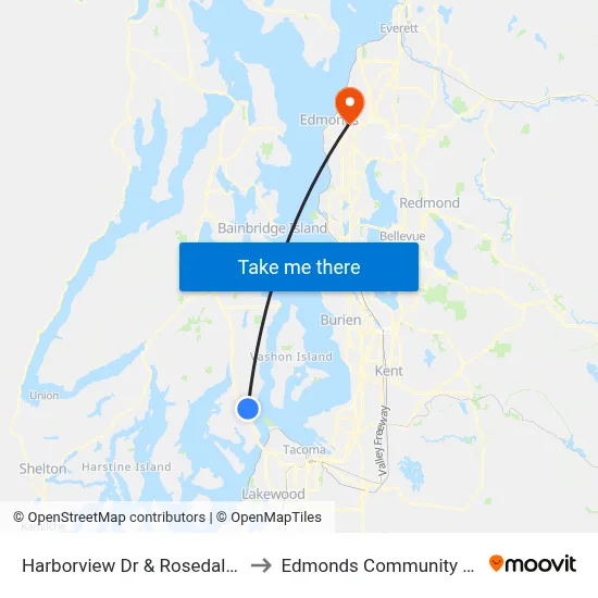 Harborview Dr & Rosedale St NW to Edmonds Community College map
