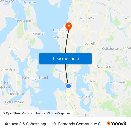 4th Ave S & S Washington St to Edmonds Community College map