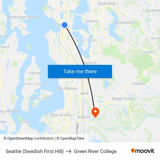 Seattle (Swedish First Hill) to Green River College map