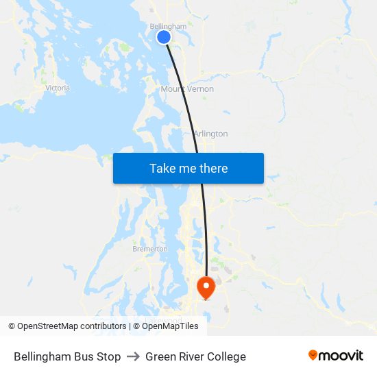 Bellingham Bus Stop to Green River College map