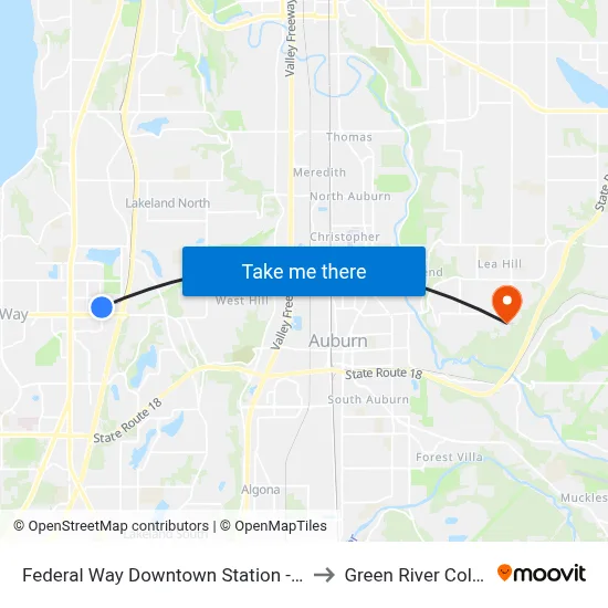 Federal Way Downtown Station - Bay 8 to Green River College map