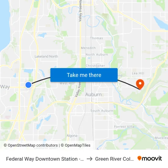 Federal Way Downtown Station - Bay 9 to Green River College map