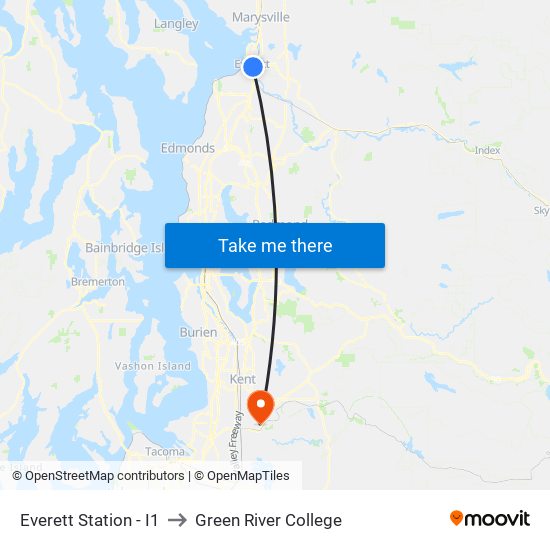 Everett Station - I1 to Green River College map