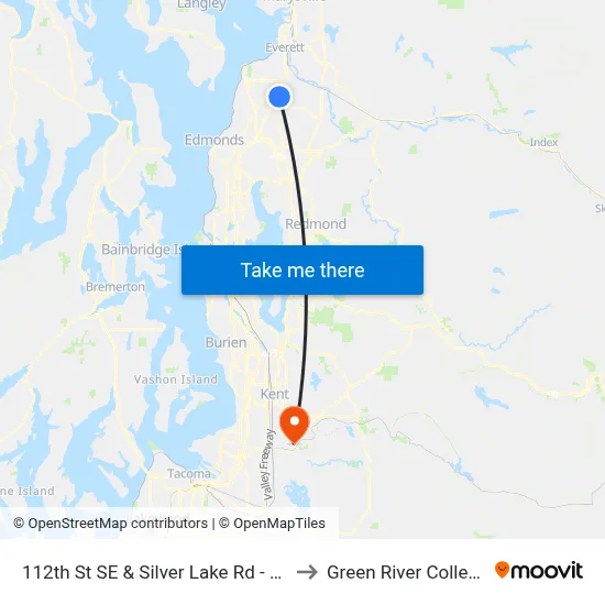 112th St SE & Silver Lake Rd - EB to Green River College map