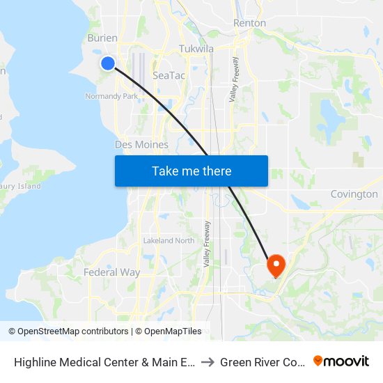 Highline Medical Center & Main Entrance to Green River College map