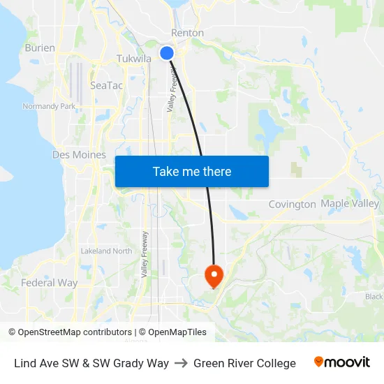 Lind Ave SW & SW Grady Way to Green River College map