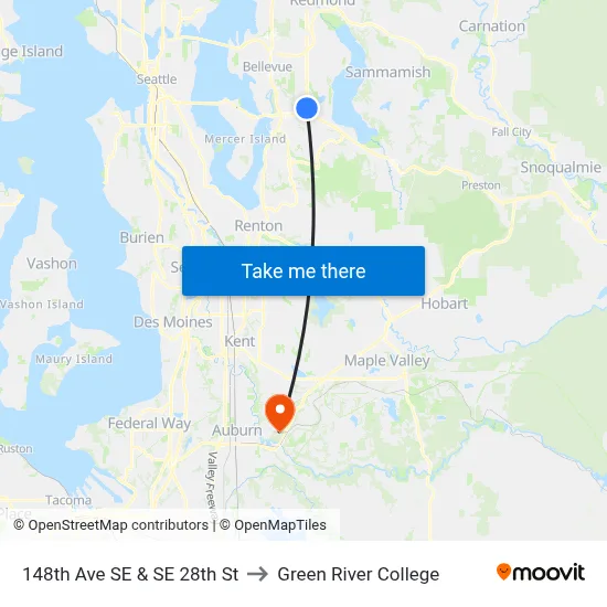 148th Ave SE & SE 28th St to Green River College map