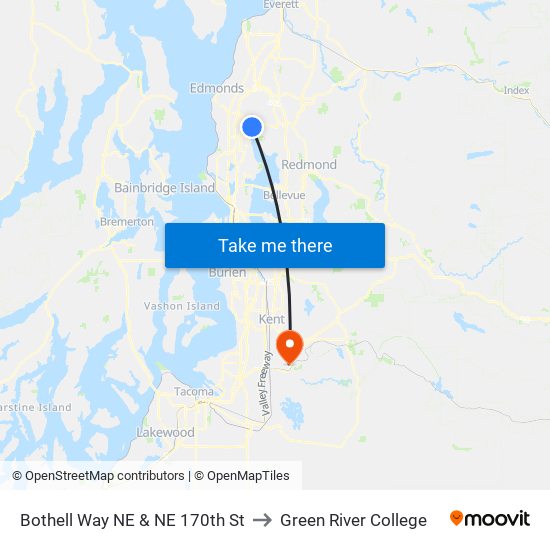 Bothell Way NE & NE 170th St to Green River College map