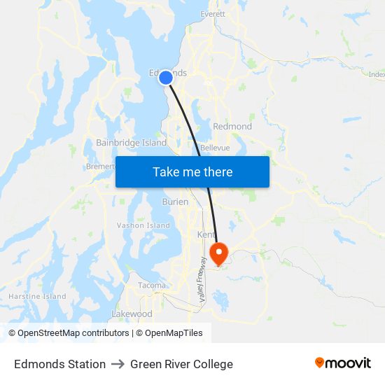 Edmonds Station to Green River College map