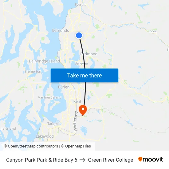 Canyon Park Park & Ride Bay 6 to Green River College map