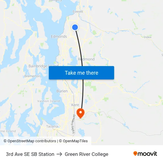 3rd Ave SE SB Station to Green River College map