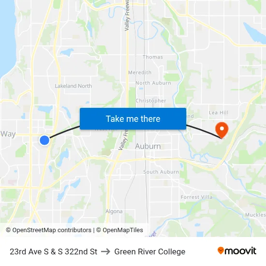 23rd Ave S & S 322nd St to Green River College map