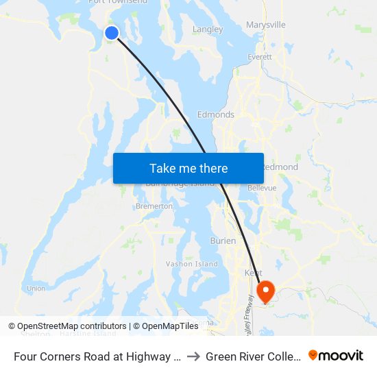 Four Corners Road at Highway 19 to Green River College map