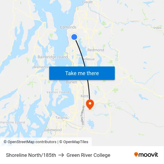 Shoreline North/185th to Green River College map