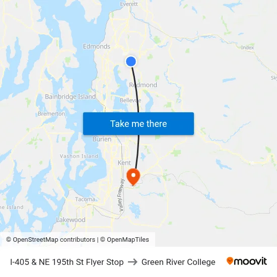 I-405 & NE 195th St Flyer Stop to Green River College map